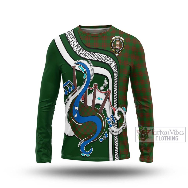 Menzies Tartan Long Sleeve T-Shirt with Epic Bagpipe Style