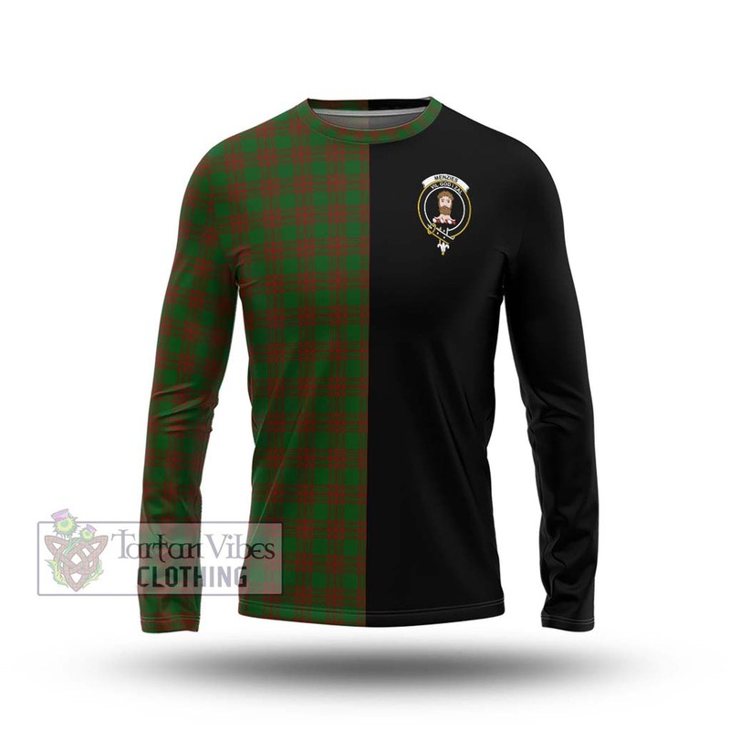 Menzies Tartan Long Sleeve T-Shirt with Family Crest and Half Of Me Style