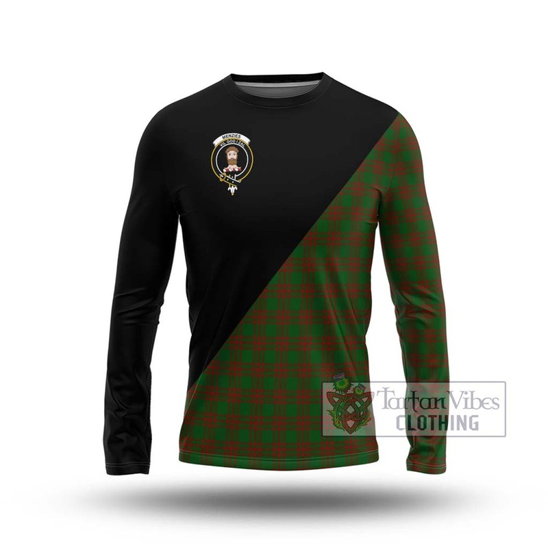Menzies Tartan Long Sleeve T-Shirt with Family Crest and Military Logo Style