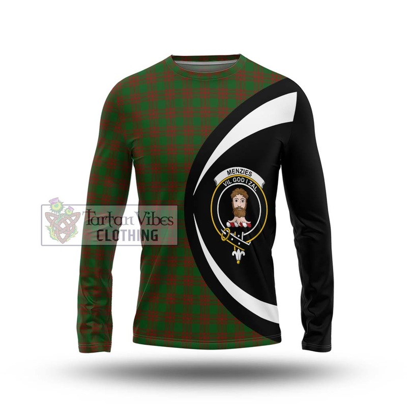 Menzies Tartan Long Sleeve T-Shirt with Family Crest Circle Style