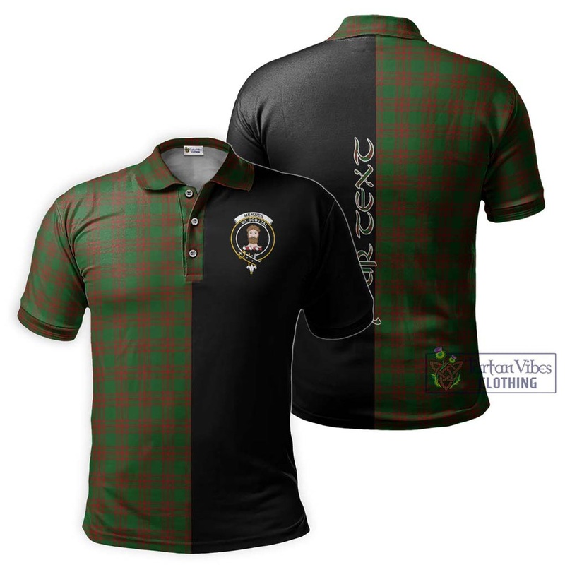 Menzies Tartan Polo Shirt with Family Crest and Half Of Me Style