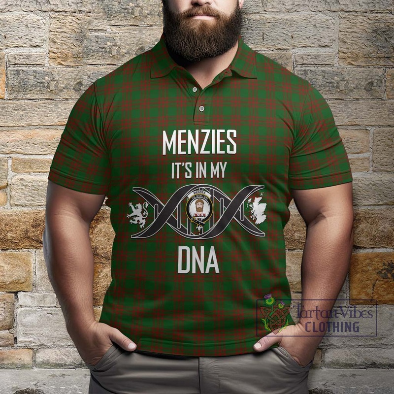 Menzies Tartan Polo Shirt with Family Crest DNA In Me Style