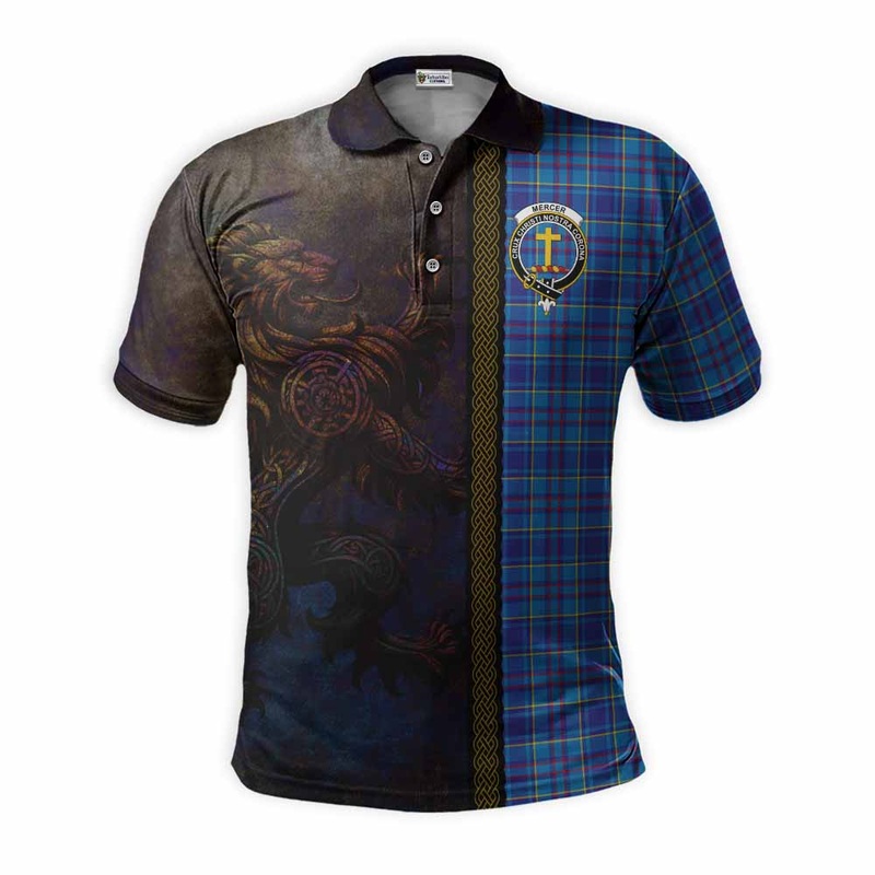 Mercer Tartan Family Crest Polo Shirt Alba Gu Brath Be Brave Lion Ancient Style