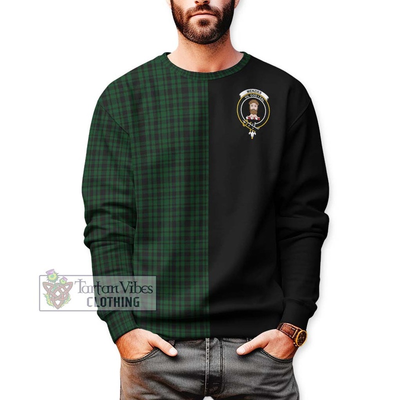 Menzies Green Tartan Sweatshirt with Family Crest and Half Of Me Style