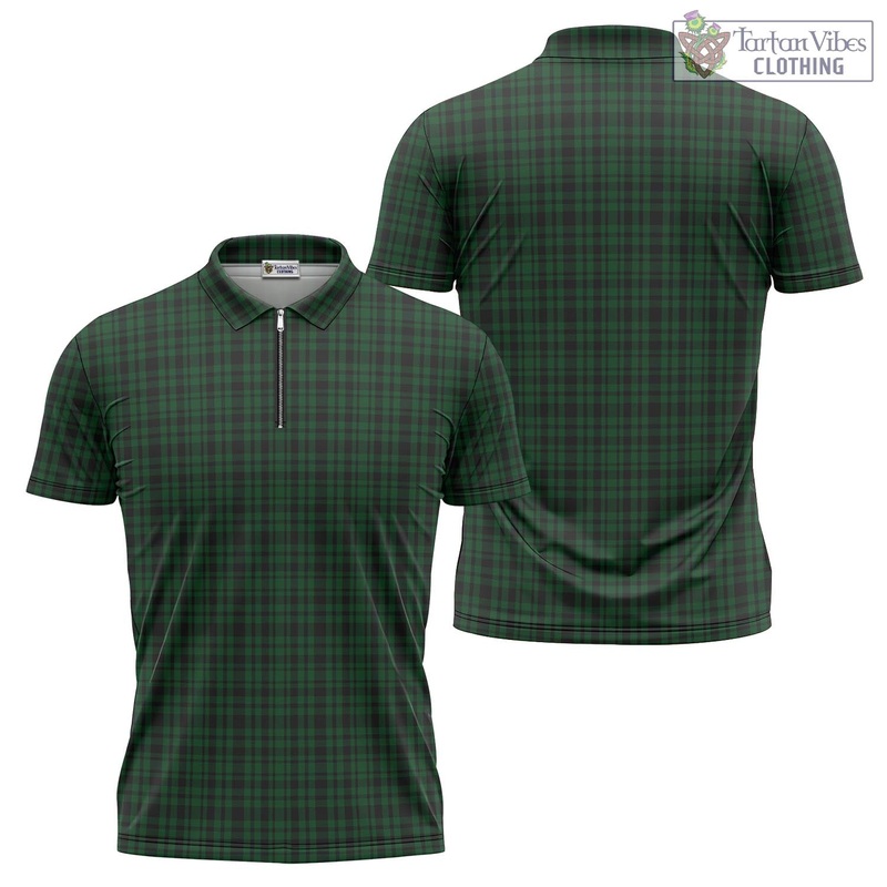 Menzies Green Tartan Zipper Polo Shirt