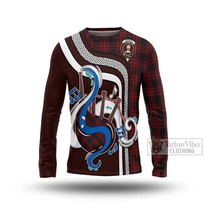 Menzies Hunting Tartan Long Sleeve T-Shirt with Epic Bagpipe Style