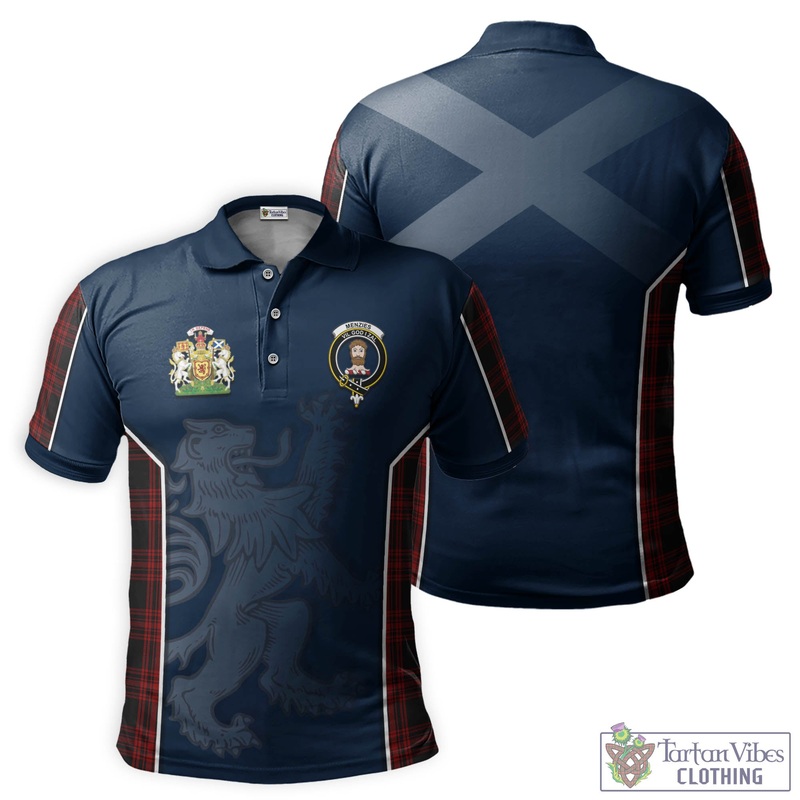 Menzies Hunting Tartan Men's Polo Shirt with Family Crest and Lion Rampant Vibes Sport Style