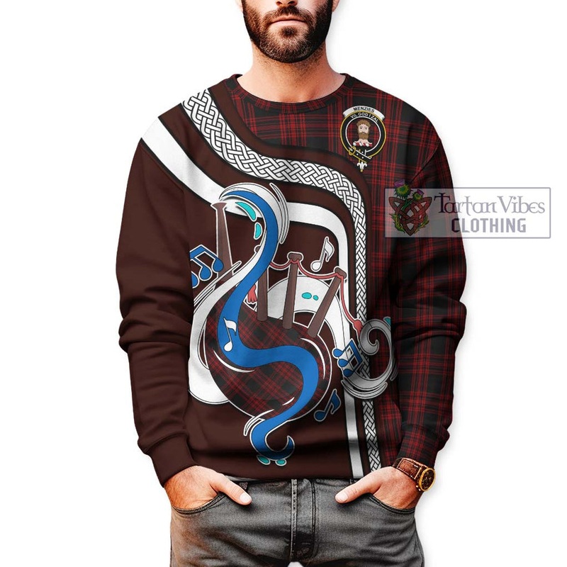 Menzies Hunting Tartan Sweatshirt with Epic Bagpipe Style