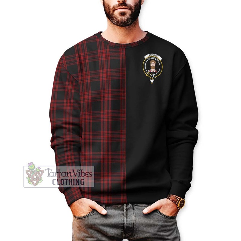 Menzies Hunting Tartan Sweatshirt with Family Crest and Half Of Me Style