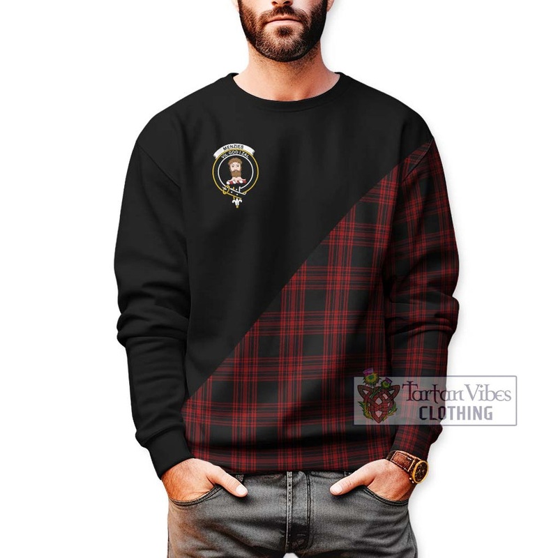 Menzies Hunting Tartan Sweatshirt with Family Crest and Military Logo Style