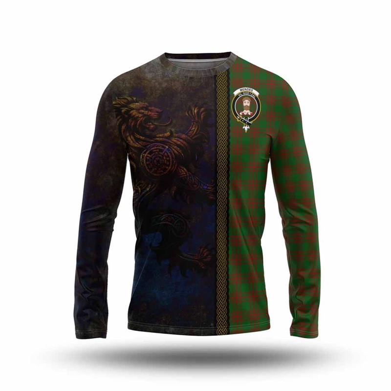 Menzies Tartan Family Crest Long Sleeve T-Shirt Alba Gu Brath Be Brave Lion Ancient Style