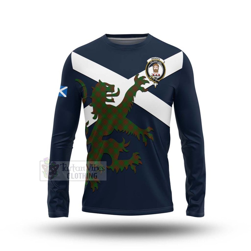 Menzies Tartan Lion Rampant Long Sleeve T-Shirt  Proudly Display Your Heritage with Alba Gu Brath and Clan Name