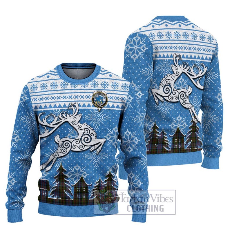 Bowie Clan Christmas Ugly Sweater Celtic Reindeer Style