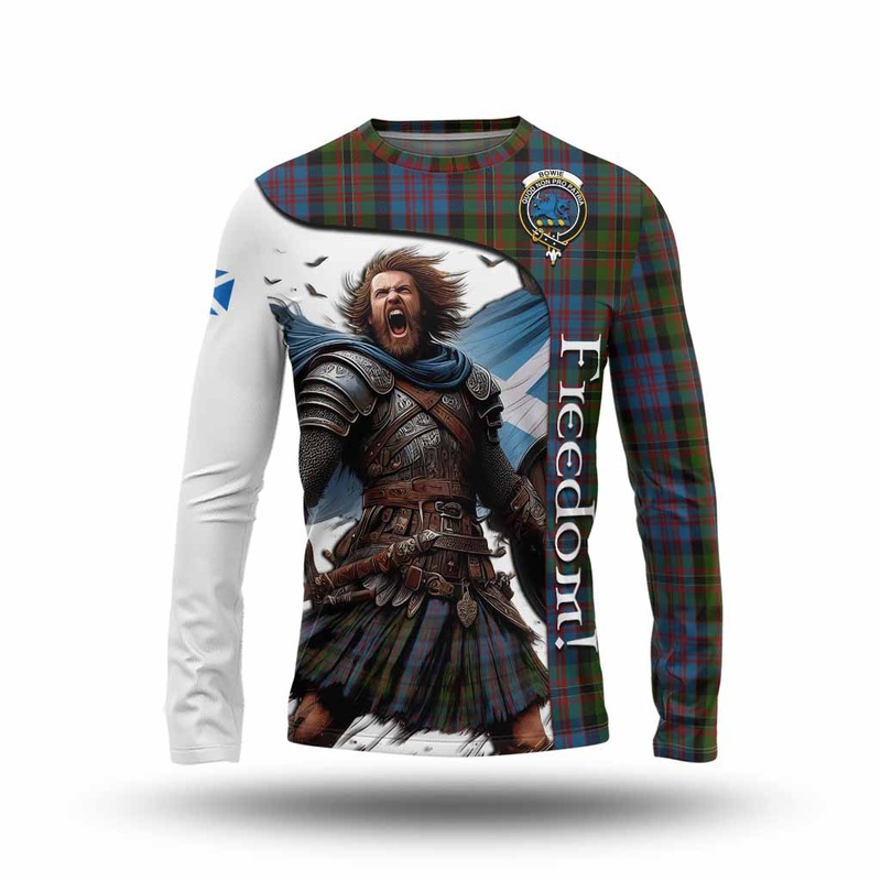Bowie Crest Tartan Long Sleeve T-Shirt Inspired by the Freedom of Scottish Warrior