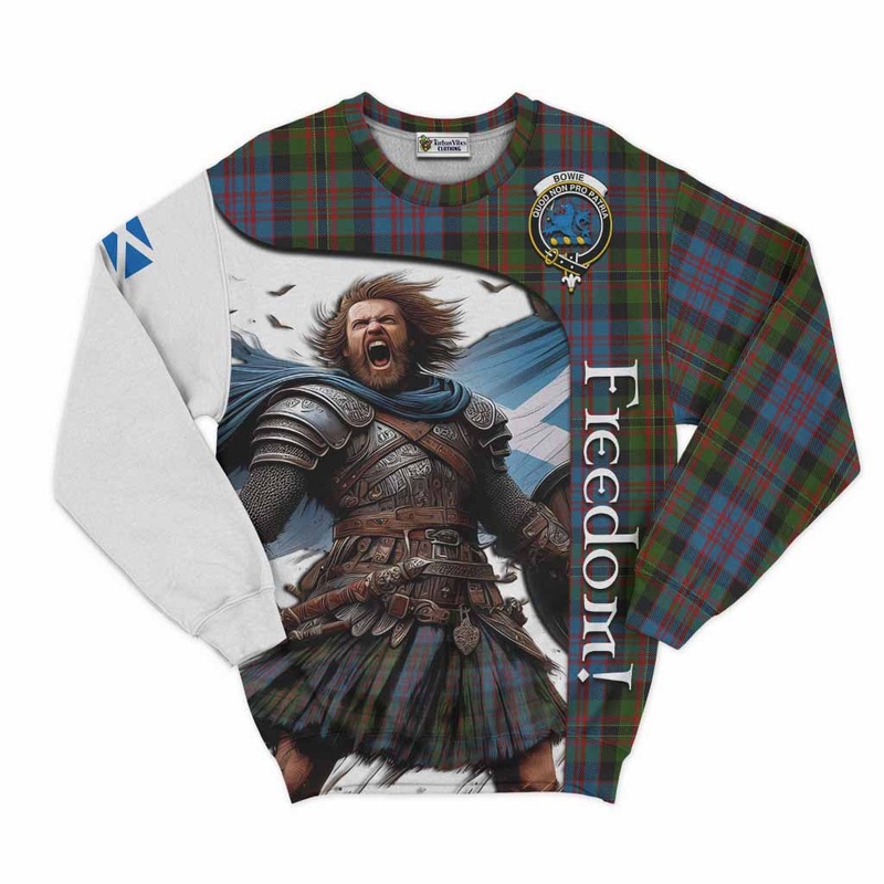 Bowie Crest Tartan Sweatshirt Inspired by the Freedom of Scottish Warrior