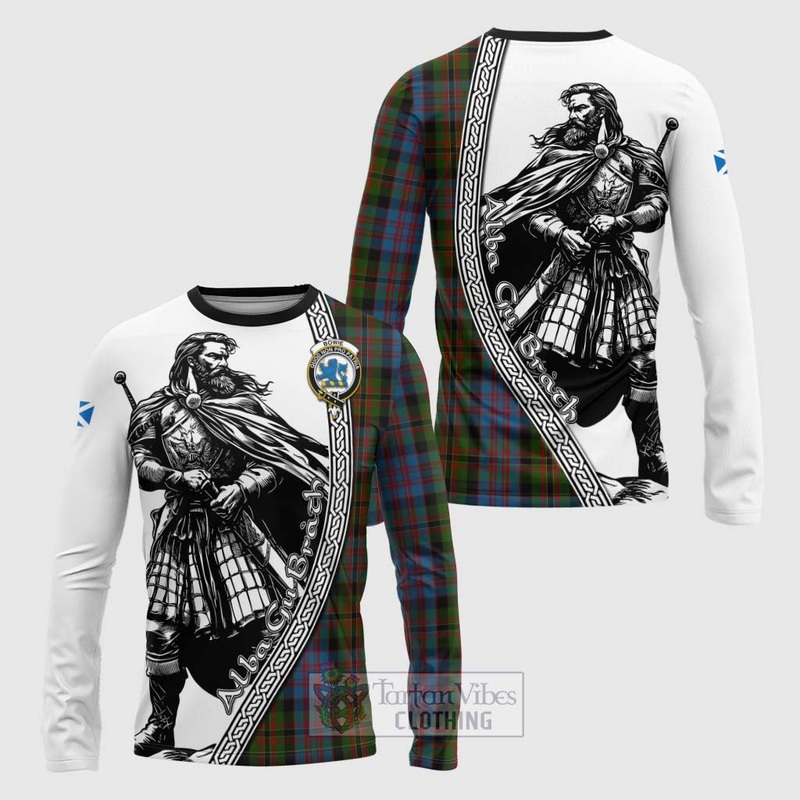 Bowie Tartan Clan Crest Long Sleeve T-Shirt with Highlander Warrior Celtic Style