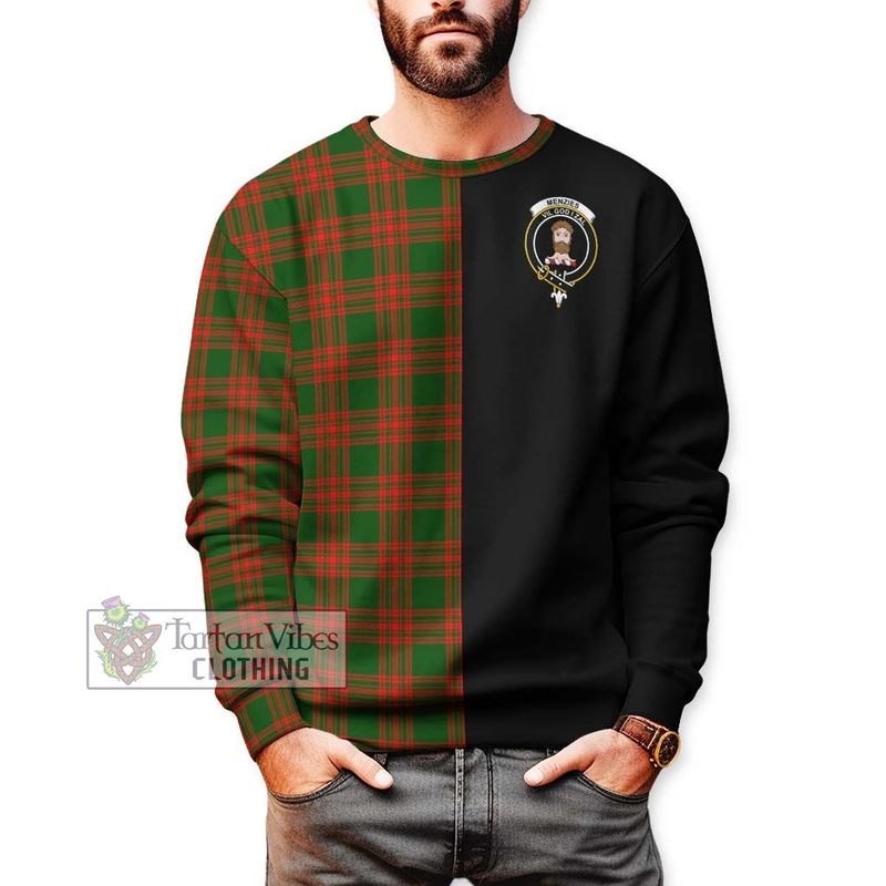 Menzies Green Modern Tartan Sweatshirt with Family Crest and Half Of Me Style