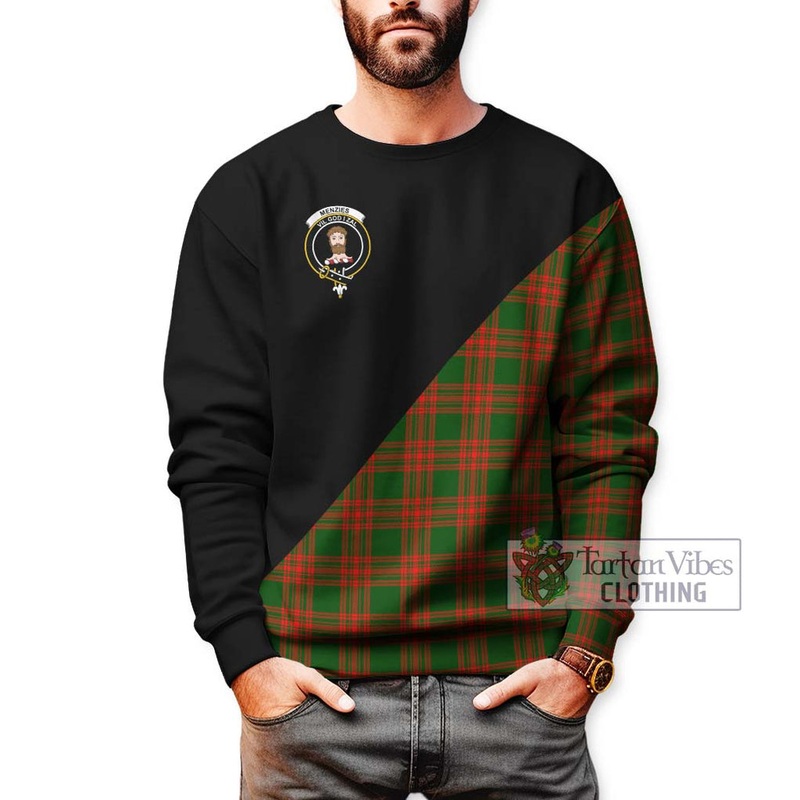 Menzies Green Modern Tartan Sweatshirt with Family Crest and Military Logo Style