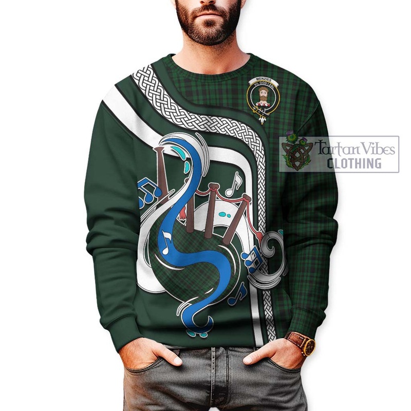 Menzies Green Tartan Sweatshirt with Epic Bagpipe Style