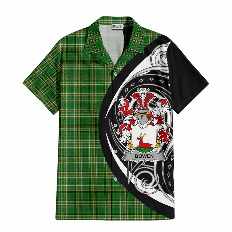 Bowen Irish Clan Short Sleeve Button Shirt Celtic Circle Style