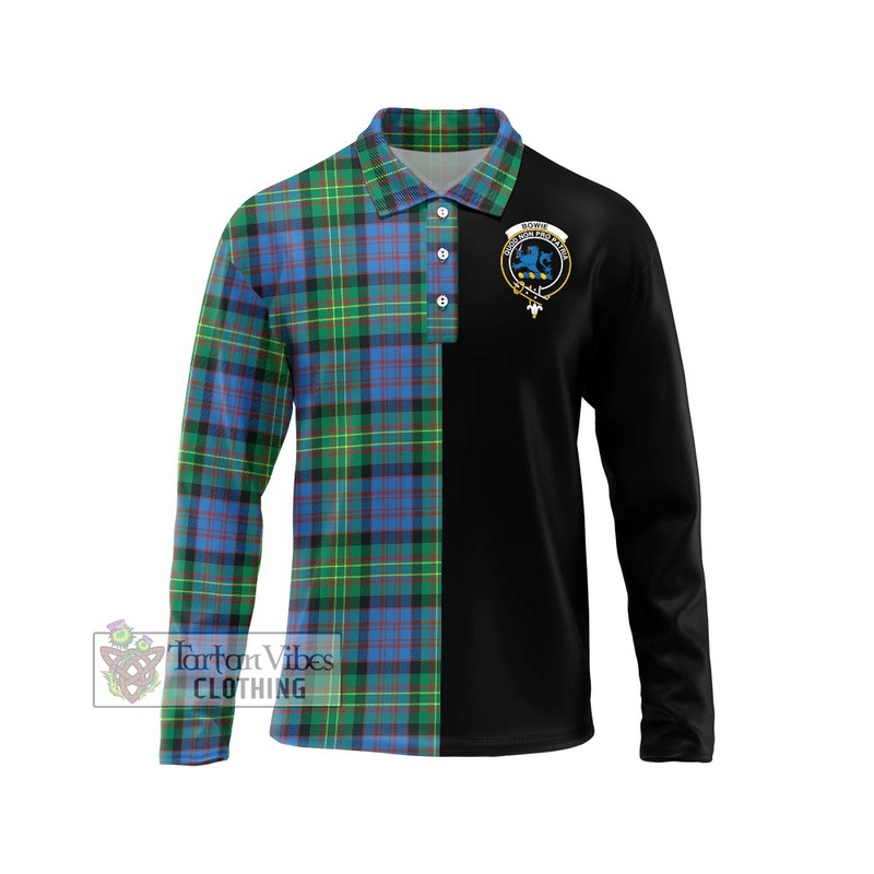 Bowie Ancient Tartan Long Sleeve Polo Shirt with Family Crest and Half Of Me Style