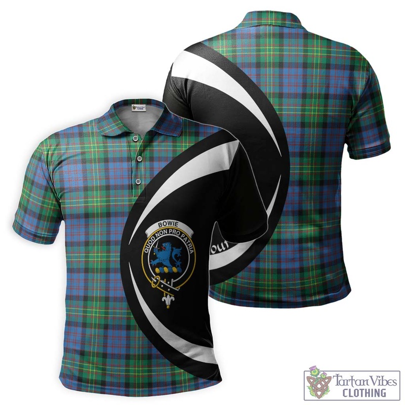 Bowie Ancient Tartan Men's Polo Shirt with Family Crest Circle Style
