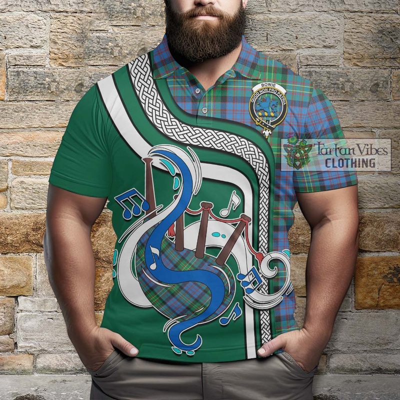 Bowie Ancient Tartan Polo Shirt with Epic Bagpipe Style