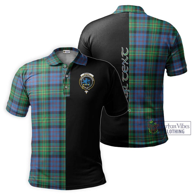 Bowie Ancient Tartan Polo Shirt with Family Crest and Half Of Me Style