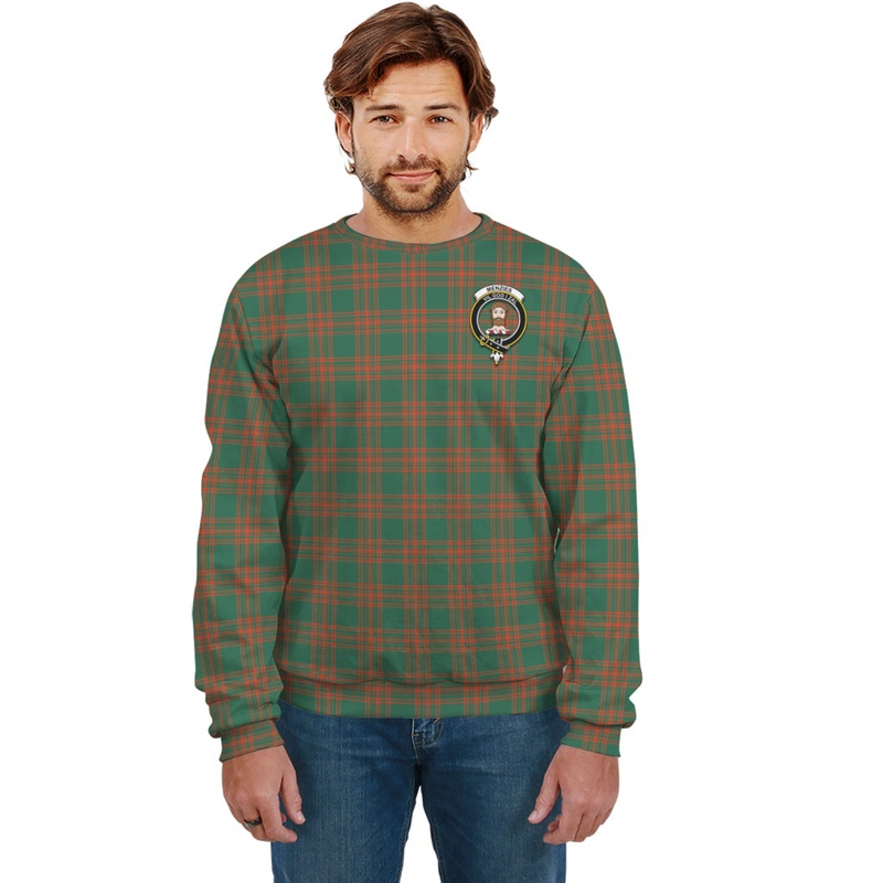 Menzies Green Ancient Tartan Sweatshirt with Family Crest