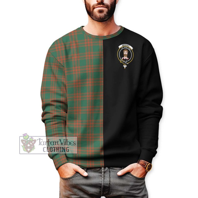 Menzies Green Ancient Tartan Sweatshirt with Family Crest and Half Of Me Style