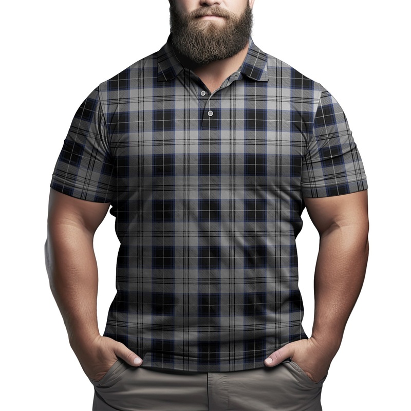 Menzies Black Dress Tartan Mens Polo Shirt