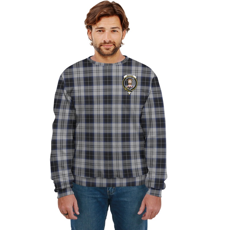 Menzies Black Dress Tartan Sweatshirt with Family Crest