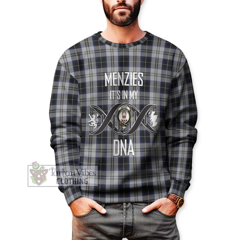 Menzies Black Dress Tartan Sweatshirt with Family Crest DNA In Me Style