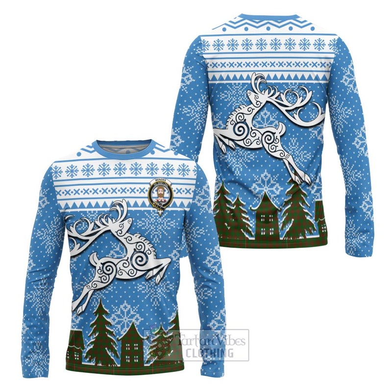 Menzies Clan Christmas Long Sleeve T-Shirt Celtic Reindeer Style