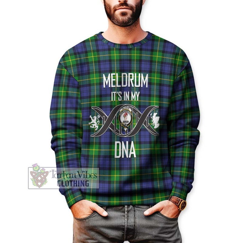 Meldrum Tartan Sweatshirt with Family Crest DNA In Me Style