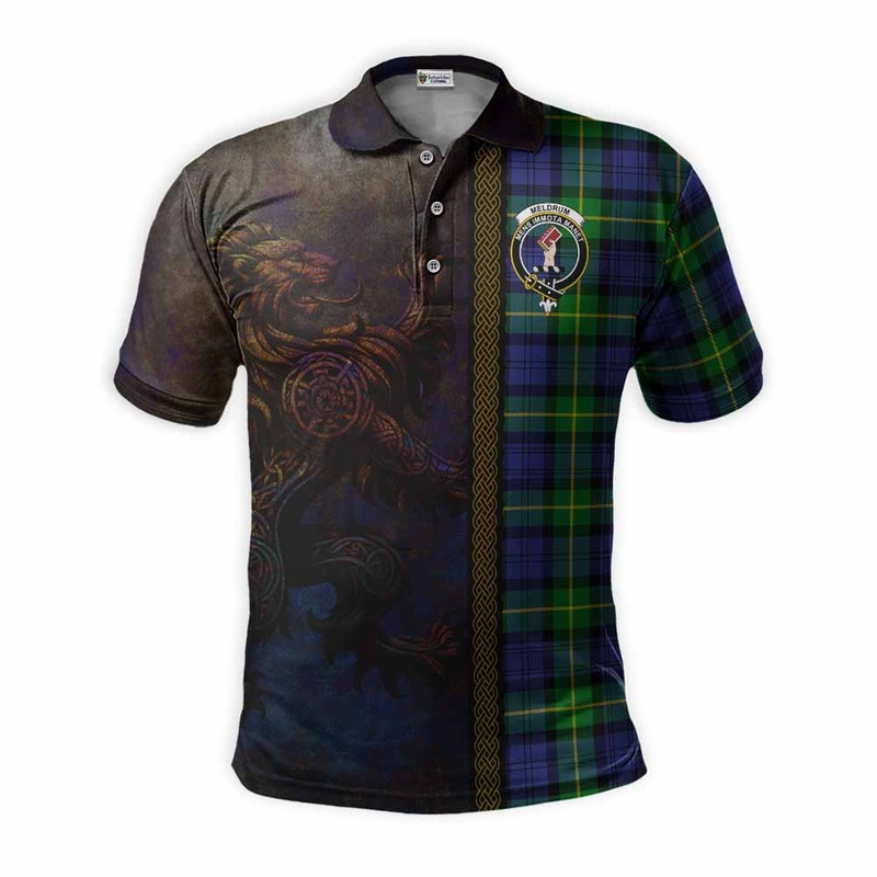 Meldrum Tartan Family Crest Polo Shirt Alba Gu Brath Be Brave Lion Ancient Style