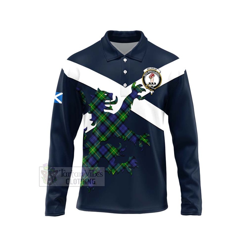 Meldrum Tartan Lion Rampant Long Sleeve Polo Shirt  Proudly Display Your Heritage with Alba Gu Brath and Clan Name