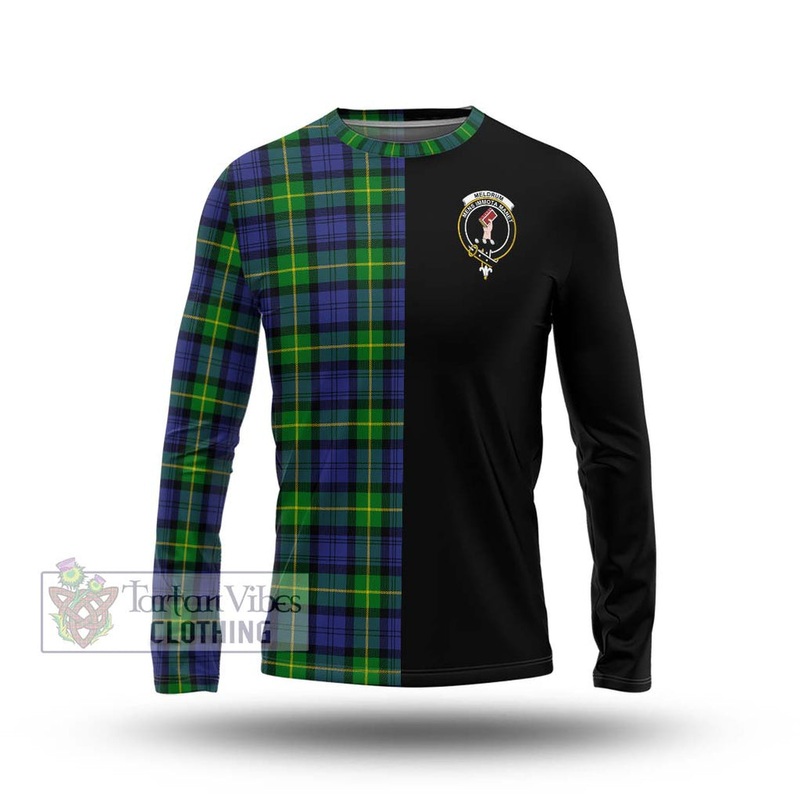 Meldrum Tartan Long Sleeve T-Shirt with Family Crest and Half Of Me Style