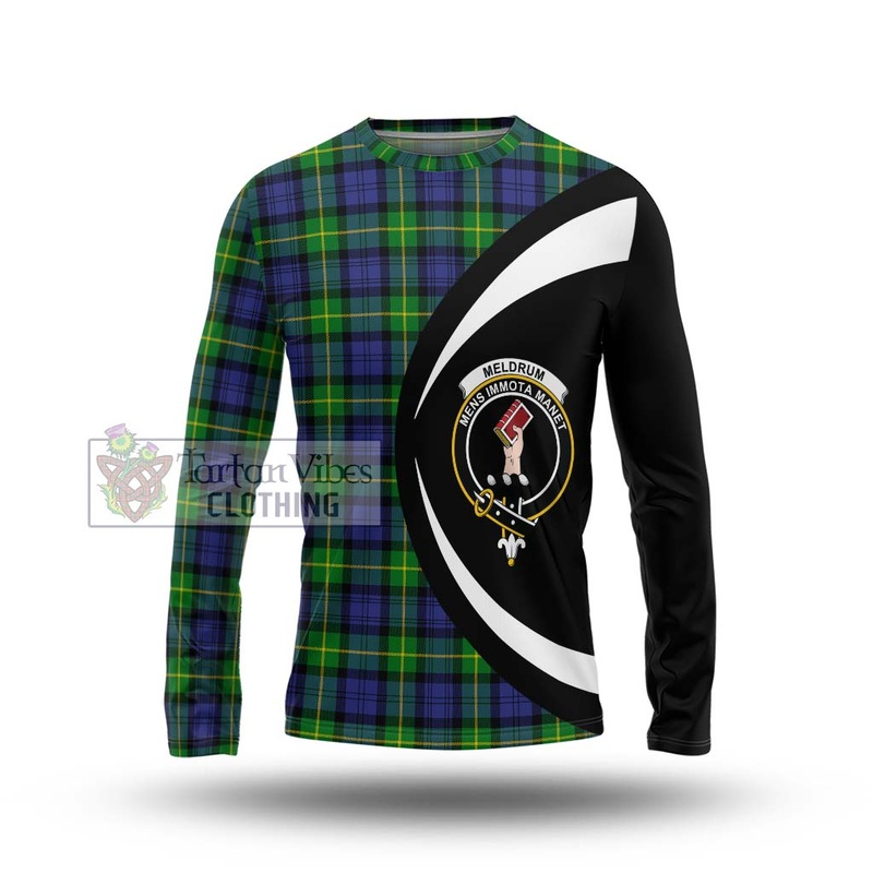 Meldrum Tartan Long Sleeve T-Shirt with Family Crest Circle Style