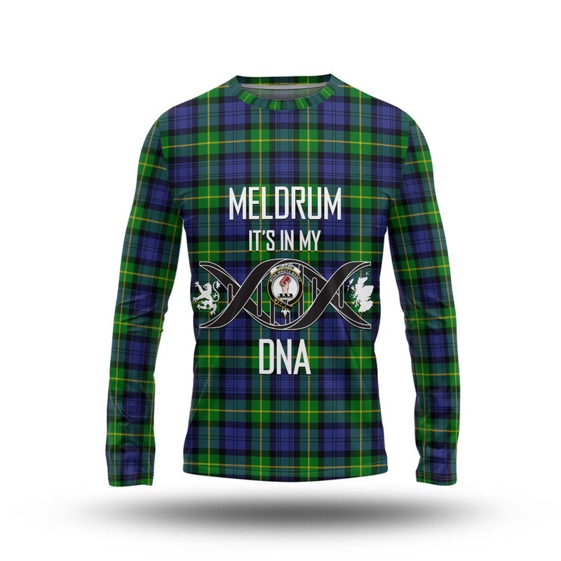 Meldrum Tartan Long Sleeve T-Shirt with Family Crest DNA In Me Style