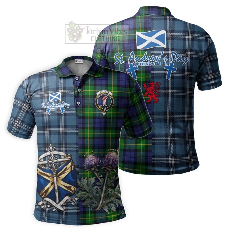 Meldrum Tartan Polo Shirt Happy St. Andrew's Day Half Tartan Style