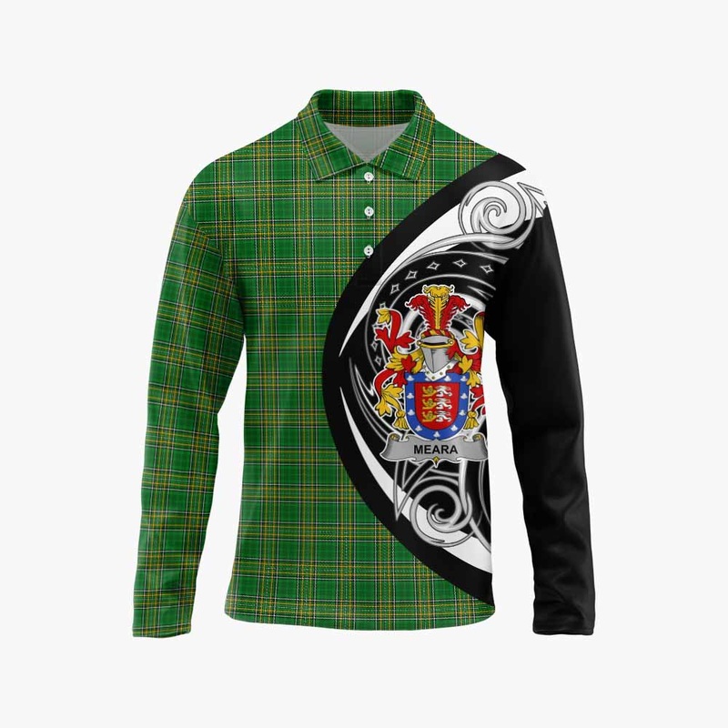Meara Irish Clan Long Sleeve Polo Shirt Celtic Circle Style