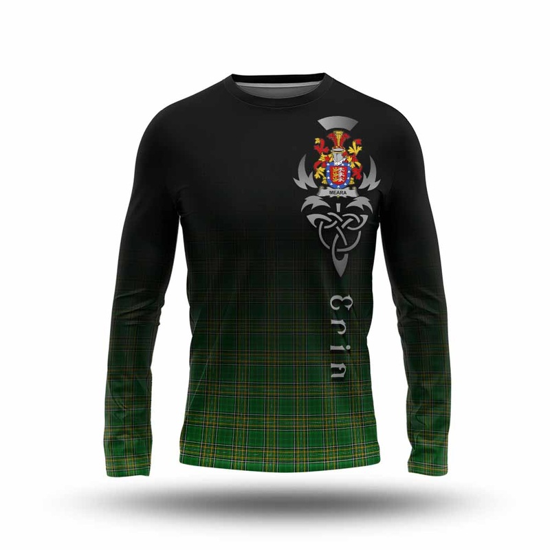 Meara Irish Clan Long Sleeve T-Shirt with Coat of Arms Erin Go Bragh Celtic Inspired