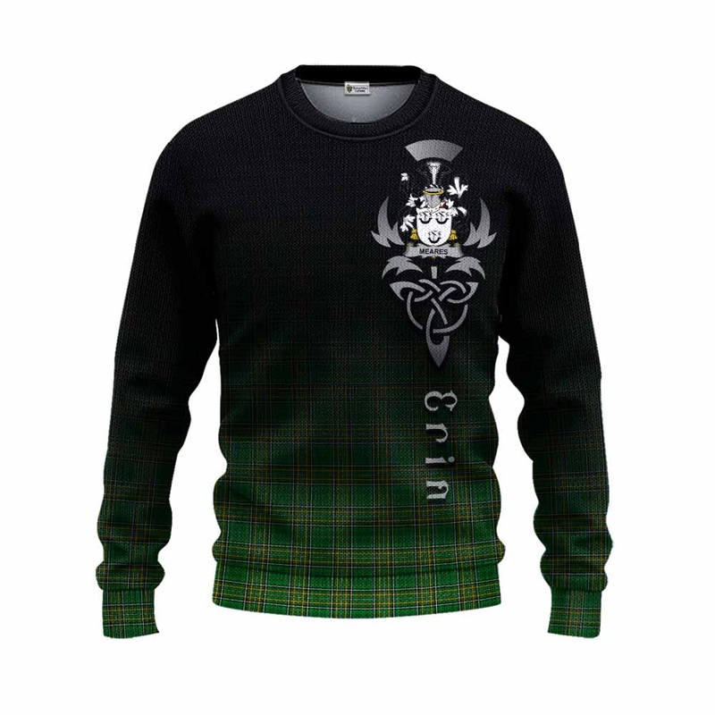 Meares Irish Clan Knitted Sweater with Coat of Arms Erin Go Bragh Celtic Inspired