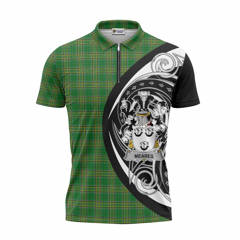 Meares Irish Clan Zipper Polo Shirt Celtic Circle Style