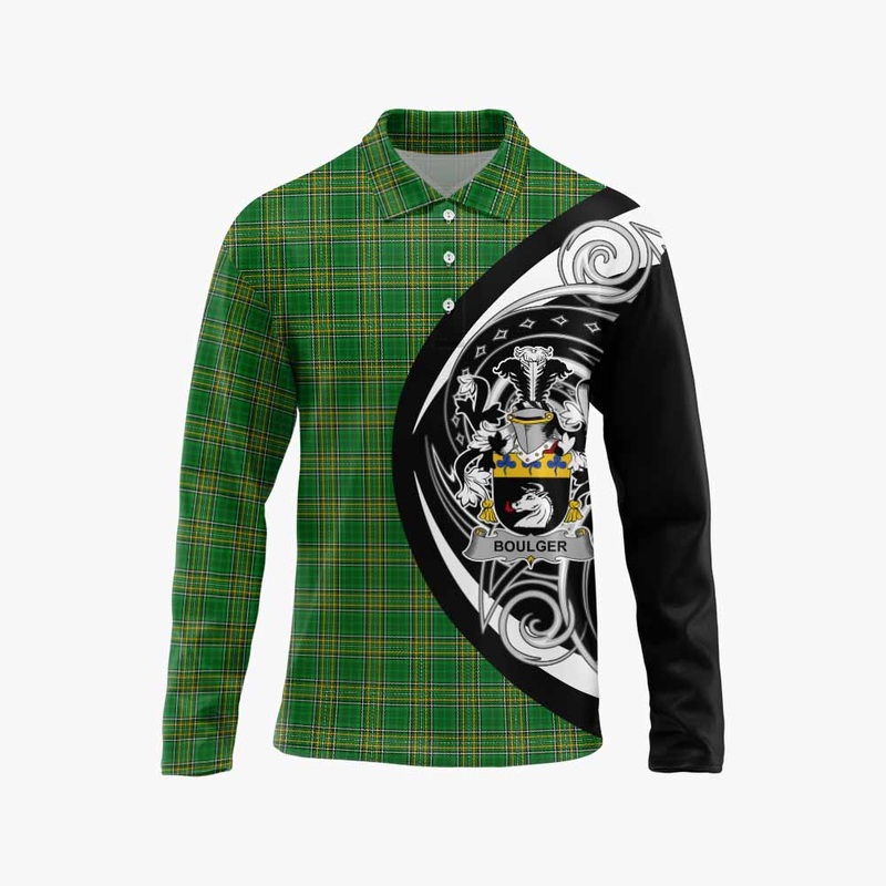 Boulger Irish Clan Long Sleeve Polo Shirt Celtic Circle Style