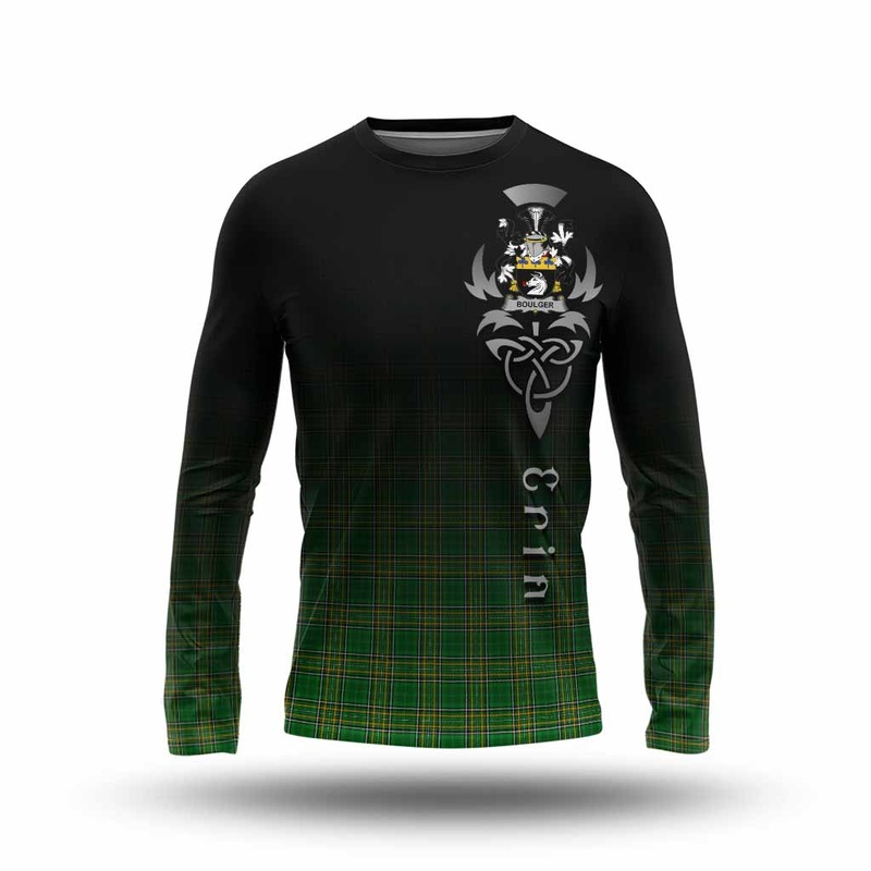 Boulger Irish Clan Long Sleeve T-Shirt with Coat of Arms Erin Go Bragh Celtic Inspired