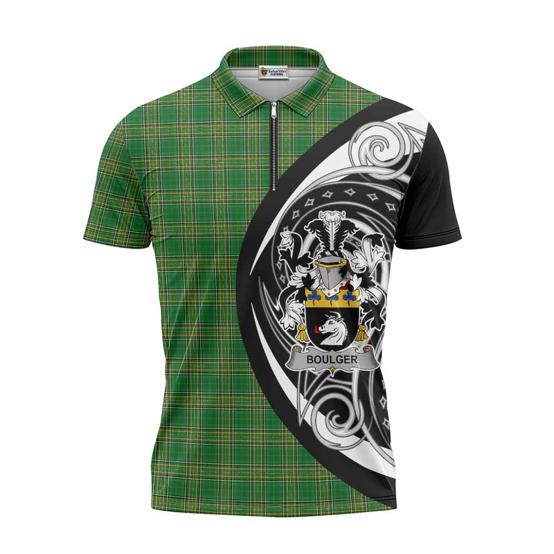 Boulger Irish Clan Zipper Polo Shirt Celtic Circle Style
