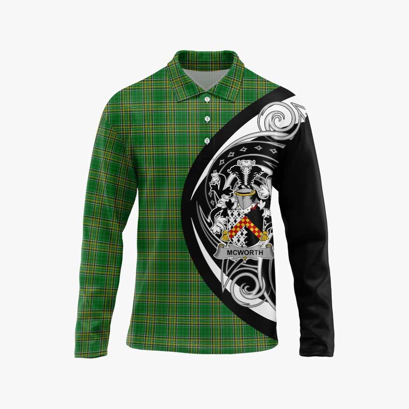 McWorth Irish Clan Long Sleeve Polo Shirt Celtic Circle Style