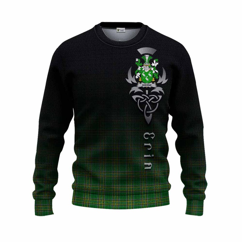 Aherne Irish Clan Knitted Sweater with Coat of Arms Erin Go Bragh Celtic Inspired